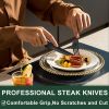 24-Piece Black Silverware Set with Steak Knives, Black Flatware Set for 4, Food-Grade Stainless Steel Tableware Cutlery Set, Mirror Finished Utensil S