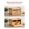 Bread Box for Kitchen Counter, Large Capacity Bamboo Bread Storage Container, Farmhouse Wooden Breadbox Organizer for Homemade Bread, Storage Holder B